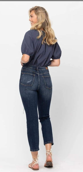 Judy Blue #88517REG Mid-Rise Crop Leg Straight Jeans